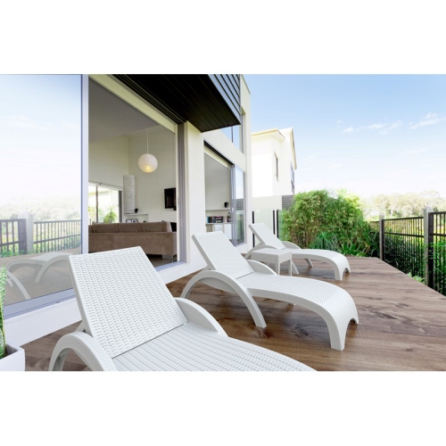 Compamia Miami Square Resin Patio Side Table in White