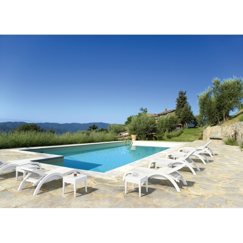 Compamia Miami Square Resin Patio Side Table in White