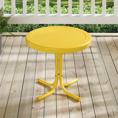 Crosley Retro Metal Patio End Table in Yellow