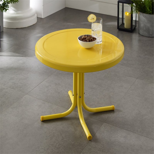 Crosley Retro Metal Patio End Table in Yellow