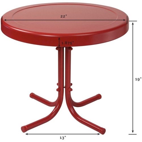 Pemberly Row Retro Metal Table in Coral Red