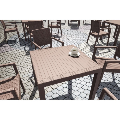 Compamia Orlando 31" Resin Square Patio Dining Table in Brown
