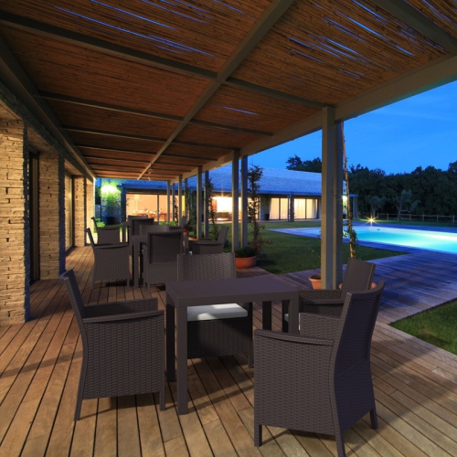 Compamia Orlando 31" Resin Square Patio Dining Table in Brown