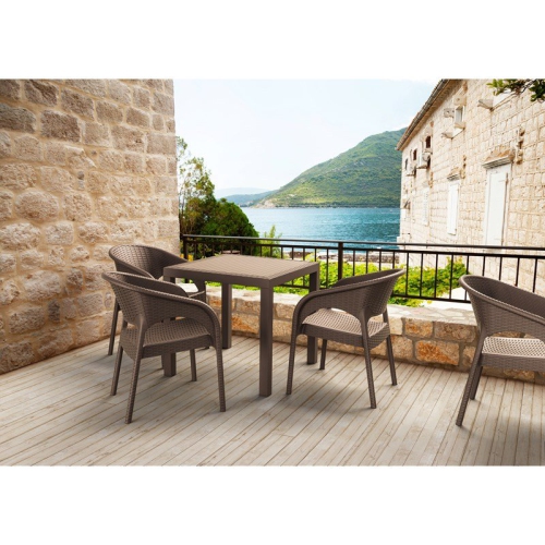 Compamia Orlando 31" Resin Square Patio Dining Table in Brown