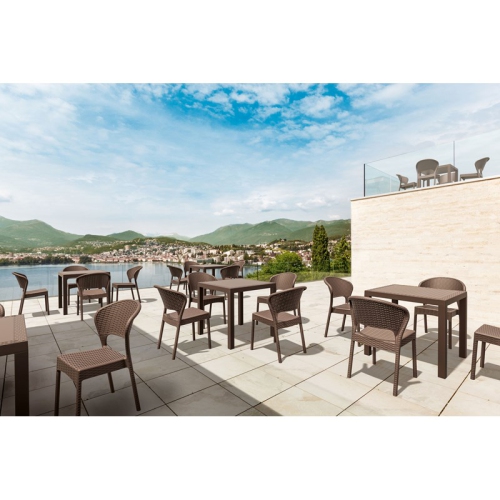 Compamia Orlando 31" Resin Square Patio Dining Table in Brown