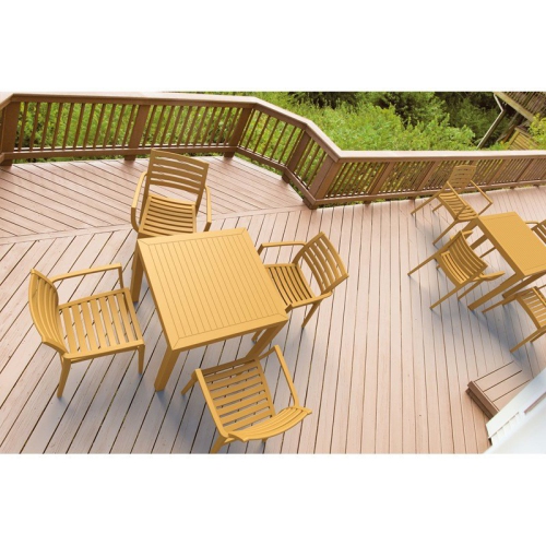 Compamia Ares 31" Square Resin Patio Dining Table in Teak