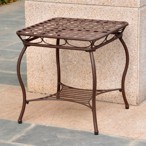PEMBERLY ROW  Iron Patio End Table In Matte In Brown