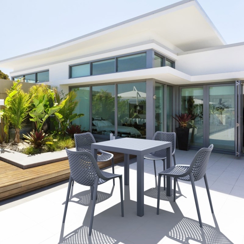 Compamia Ares 31" Square Resin Patio Dining Table in Dark Gray