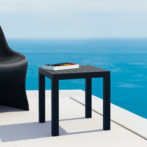 Compamia Ocean Square Resin Patio Side Table in Black