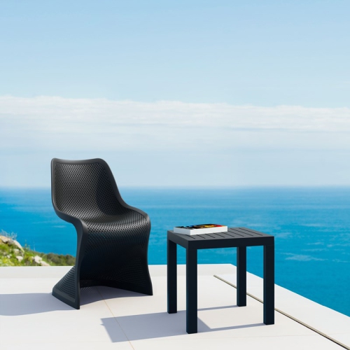 Compamia Ocean Square Resin Patio Side Table in Black