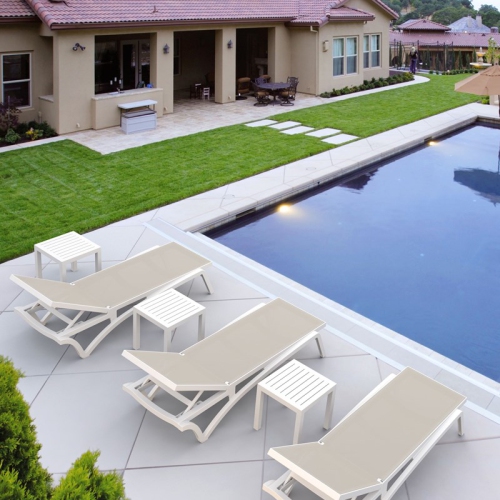 Compamia Ocean Square Resin Patio Side Table in White