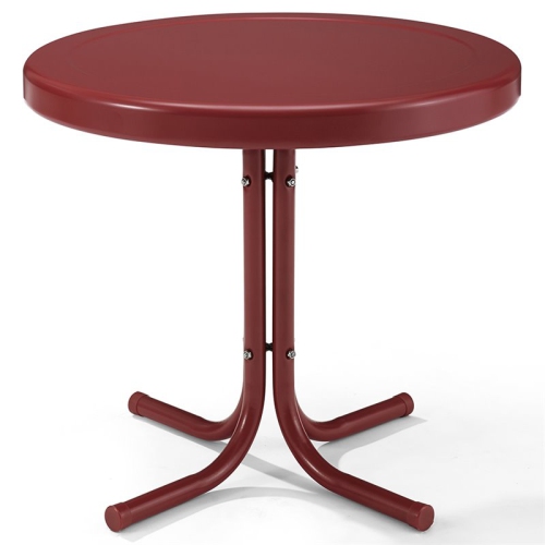Crosley Retro Metal Patio End Table in Red