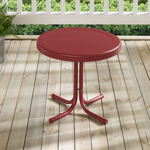 Crosley Retro Metal Patio End Table in Red