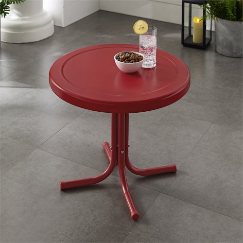 Crosley Retro Metal Patio End Table in Red