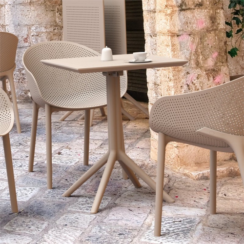 Sky 24 inch Square Folding Table in Taupe finish