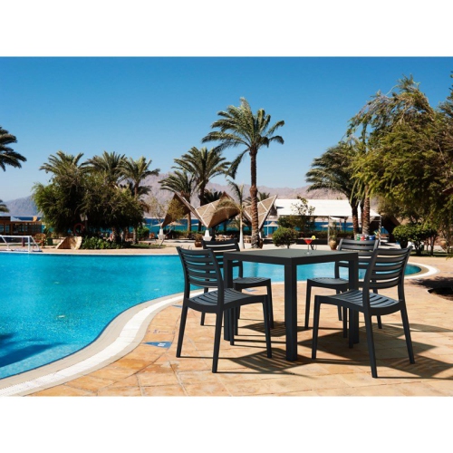 Compamia Ares 31" Square Resin Patio Dining Table in Black