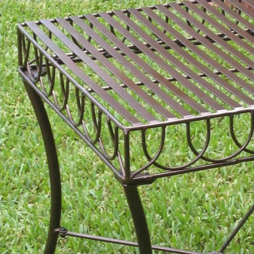 Pemberly Row Iron Patio Side Table in Bronze