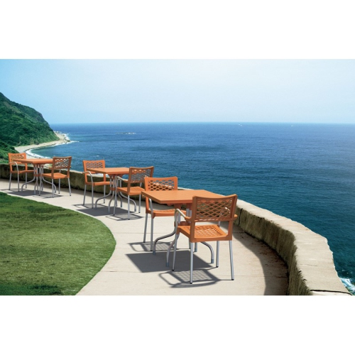 Compamia Forza 31" Square Folding Patio Dining Table in Orange