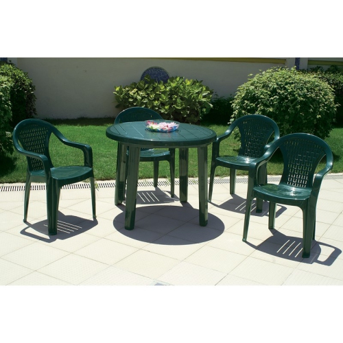 Compamia Ronda 35.5" Round Resin Patio Dining Table in Green