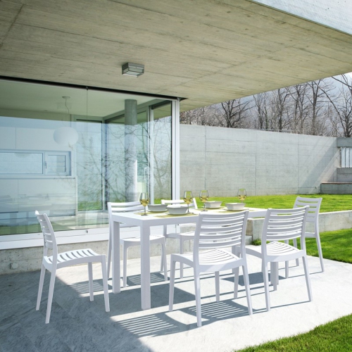 Compamia Ares 55" Resin Patio Dining Table in White