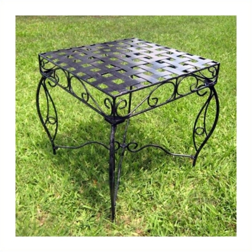 PEMBERLY ROW  Iron Patio Side Table In Antique In Black