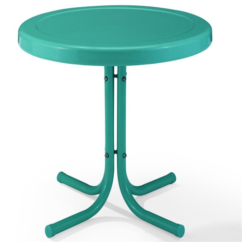 Pemberly Row Retro Metal Patio End Table in Turquoise