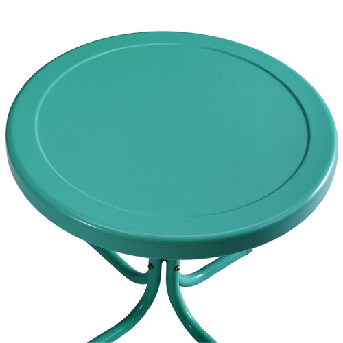 Pemberly Row Retro Metal Patio End Table in Turquoise