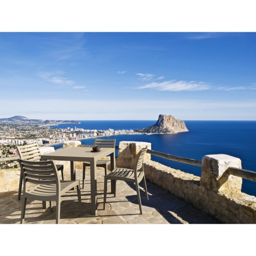 Compamia Ares 31" Square Resin Patio Dining Table in Taupe