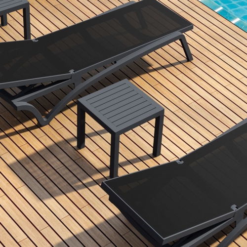 Compamia Ocean Square Resin Patio Side Table in Dark Gray