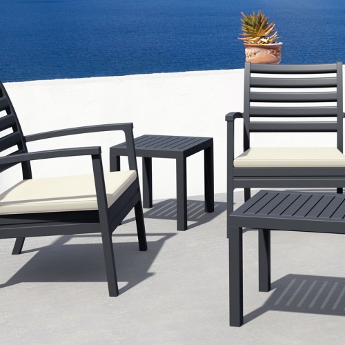 Compamia Ocean Square Resin Patio Side Table in Dark Gray