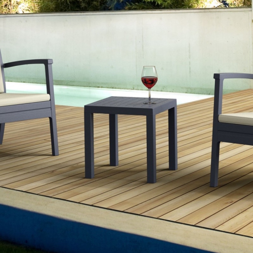 Compamia Ocean Square Resin Patio Side Table in Dark Gray