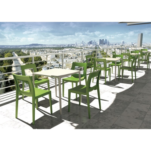 Compamia Mango 28" Square Patio Dining Table in Beige