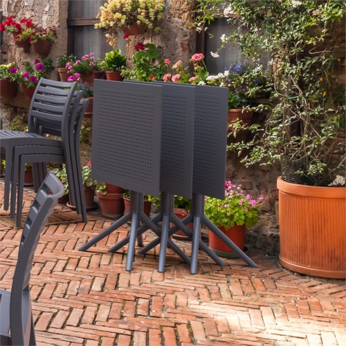 Sky 24 inch Square Folding Table in Dark Gray finish