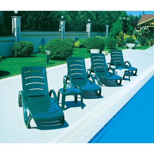 Compamia Sunray Square Resin Patio Side Table in Green