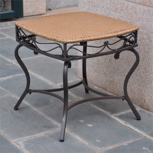 Pemberly Row Patio Side Table in Honey Pecan