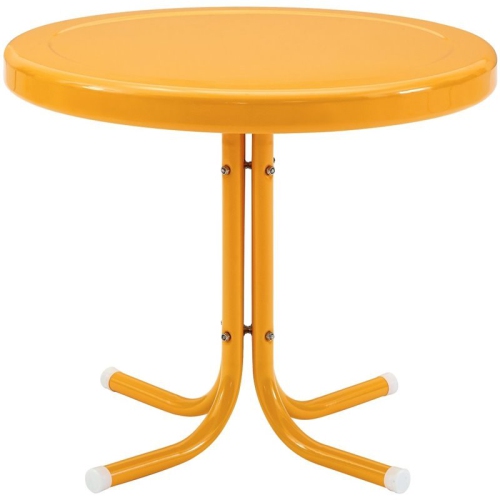 Pemberly Row Retro Metal Patio End Table in Tangerine