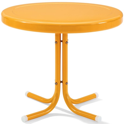 Pemberly Row Retro Metal Patio End Table in Tangerine