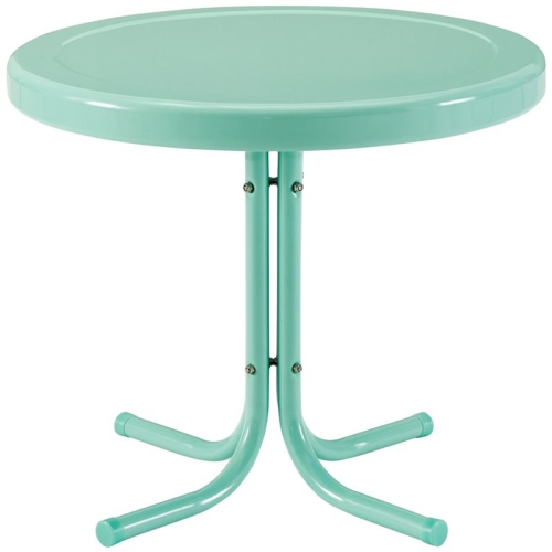 Crosley Retro Metal Patio End Table in Aqua