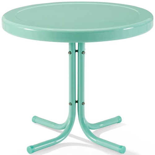Crosley Retro Metal Patio End Table in Aqua