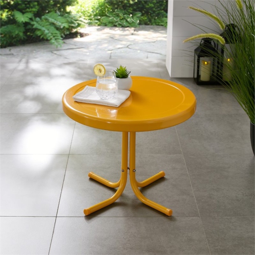 Crosley Retro Metal Patio End Table in Tangerine