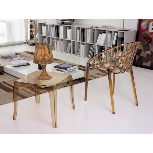 Compamia Queen Polycarbonate Patio Side Table in Transparent Amber