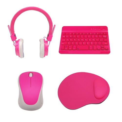 TECH THEORY  - Home School Kit, Includes Bluetooth Keyboard, Wireless Mouse, Wired Headset And Mouse Pad In Pink