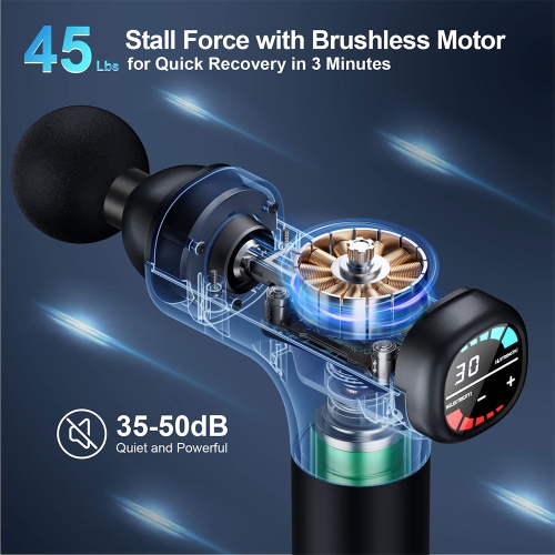 Saga Premium Percussion Massage Gun with 30 Speed Levels Extra Quiet - Extra Power - Portable Deep Tissue Therapy Pain Relief Handheld Massager (With Carrying Case)