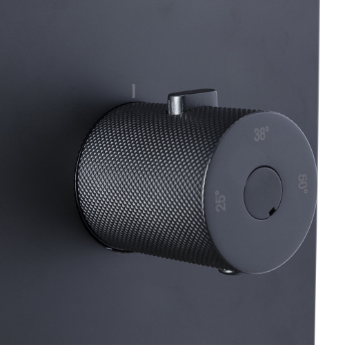 Agua Canada - VEDA-BK - High Quality Matte Black Round Hand Shower w/ Square thermostatic