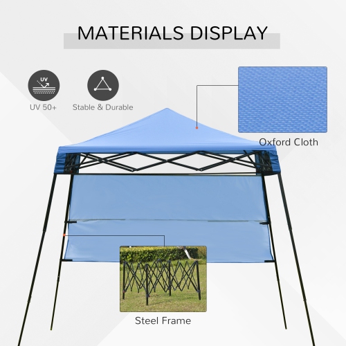 Outsunny 7' x 7' Garden Foldable Pop Up Gazebo Tent with Backpack & Adjustable Legs Outdoor Party Canopy, Blue & Black
