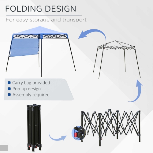 Outsunny 7' x 7' Garden Foldable Pop Up Gazebo Tent with Backpack & Adjustable Legs Outdoor Party Canopy, Blue & Black