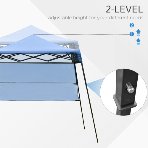 Outsunny 7' x 7' Garden Foldable Pop Up Gazebo Tent with Backpack & Adjustable Legs Outdoor Party Canopy, Blue & Black