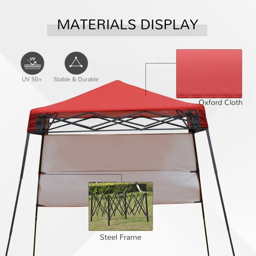 Outsunny 7' x 7' Garden Foldable Pop Up Gazebo Tent with Backpack & Adjustable Legs Outdoor Party Canopy, Red & Black
