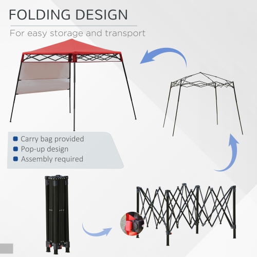 Outsunny 7' x 7' Garden Foldable Pop Up Gazebo Tent with Backpack & Adjustable Legs Outdoor Party Canopy, Red & Black