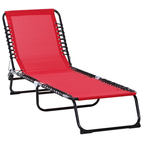 Chaise longue pliante d'extérieur Outsunny, chaise longue réglable à 4 niveaux avec appuie-tête, chaise longue inclinable Tanning, lit de plage pour